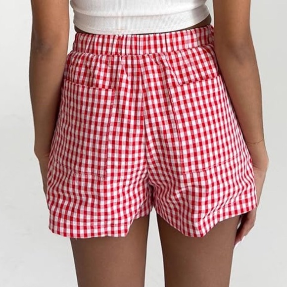 XL shein gingham red plaid shorts - Picture 2 of 3